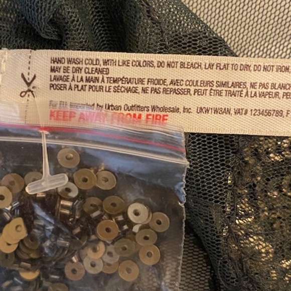 Free People NWOT Embellished Mesh Green Gold Beaded Sequin Tank Tunic Medium - Picture 7 of 12